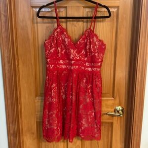 NWT Red lace dress size L. Great dress for Valentine’s Day!!